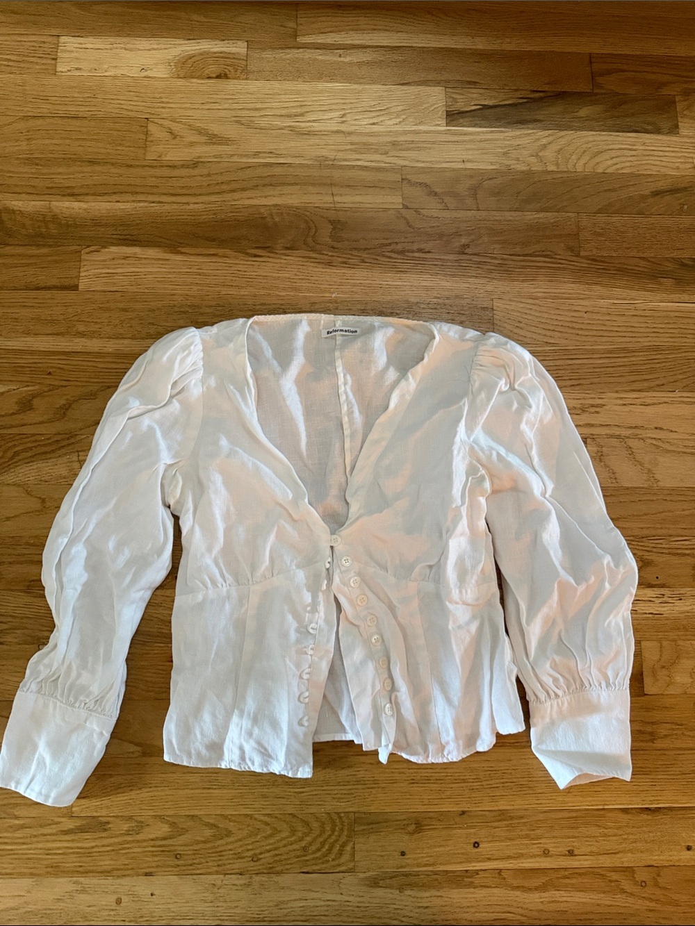 Reformation linen button front top